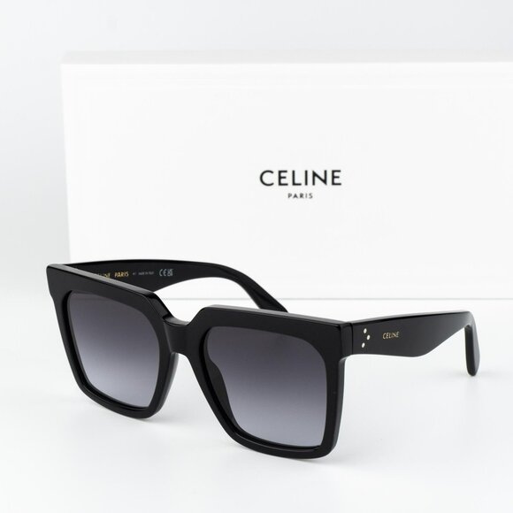 Celine 3 DOTS Women Sunglasses Black Grey Gradient CL4055IN 01B NEW AUTHENTIC - Picture 1 of 13